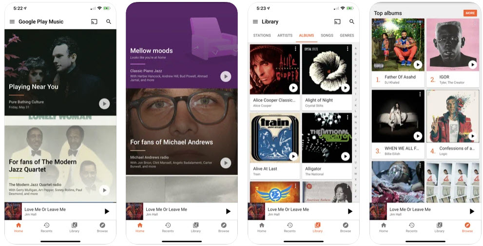 Google Play Music - Top Offline Music Player Apps for iPhone