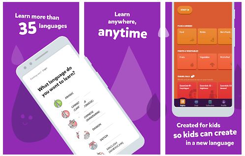 droplets - Top 10 Best Kids Language Learning Android Apps