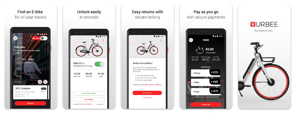 Urbee Go 1 - Top Bike Rental Apps in the Netherlands